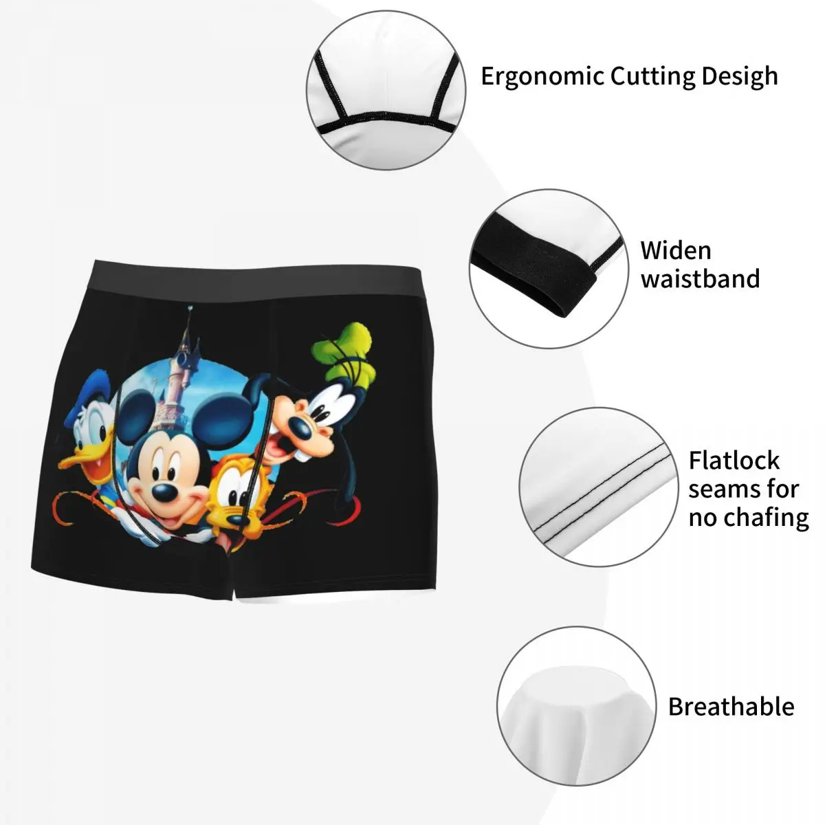 Custom Mickey Mouse Pluto Minnie Goofy Donald Duck Underwear Male Printed Boxer Shorts Panties Briefs Soft Underpants