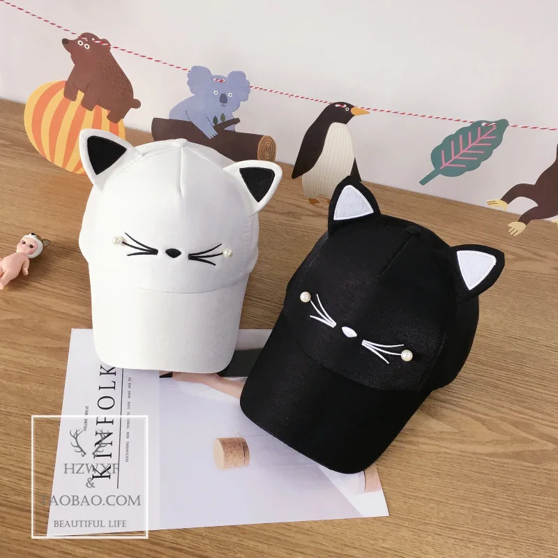 Women Baseball Cap Cats Ears Fleece Hat Peak Cap Baseball Cartoon Cotton Outdoor Sport Casual Sun Cap Cosplay Fashion Plush Hat