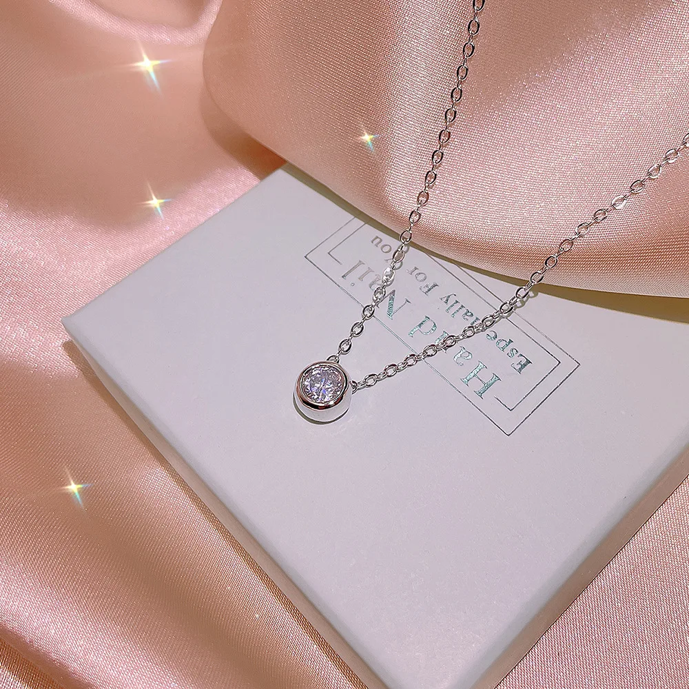 Women's 925 Silver Diamond Luxury Necklace & Ring Set