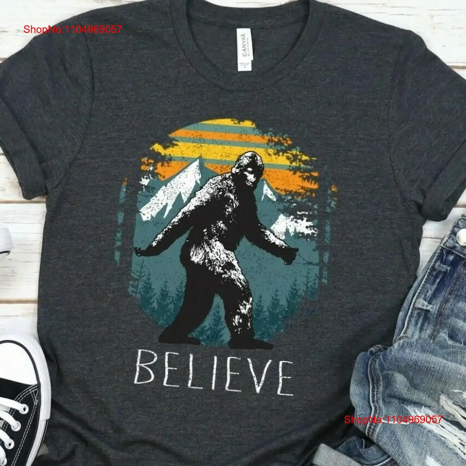 

Bigfoot T Shirt Sasquatch Believe SofT vintage Washed Stylish graphic Stretched Breathable Unisex Soft fashion Versatile