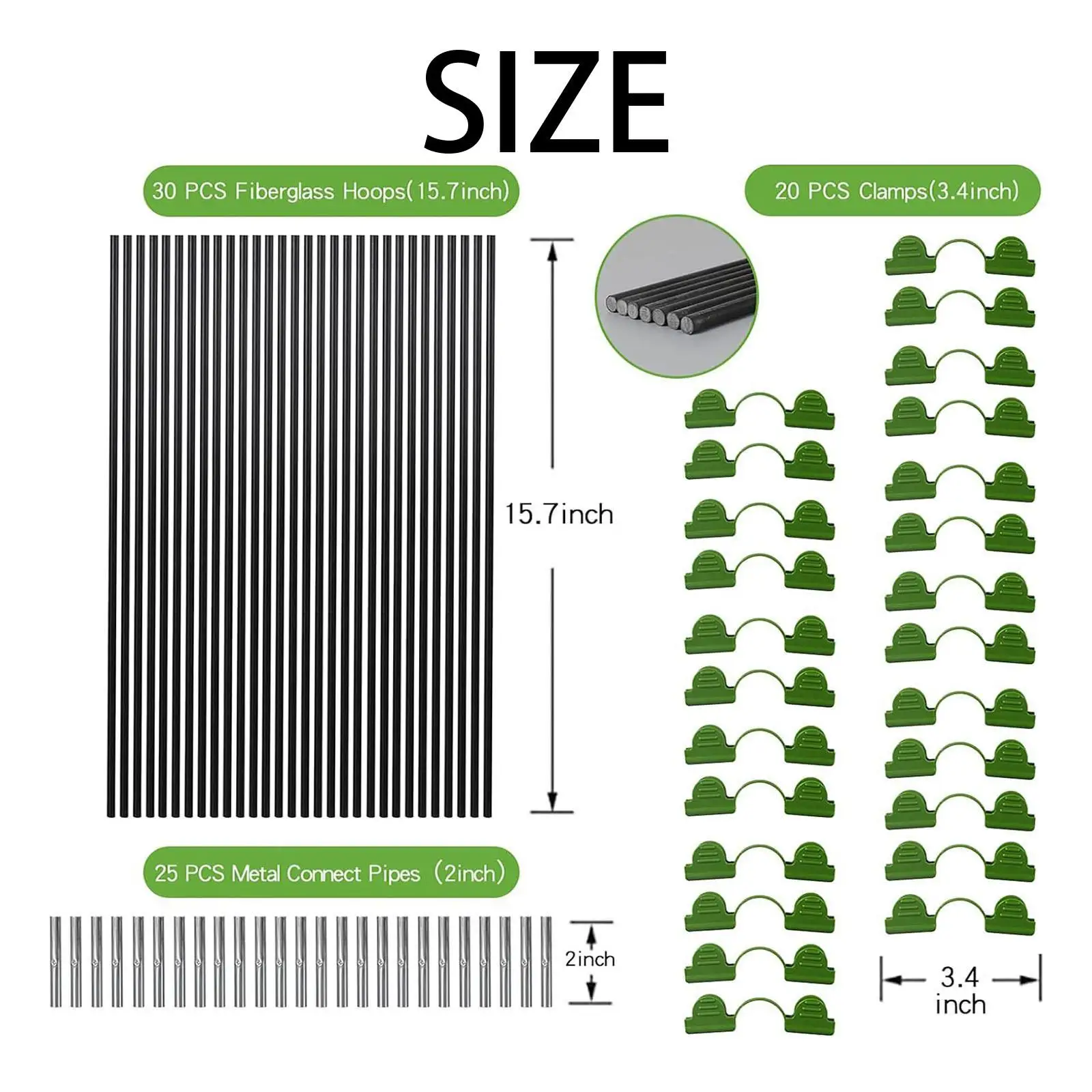 Telaio serra ad arco da giardino con clip, pneumatici per tunnel da giardino per