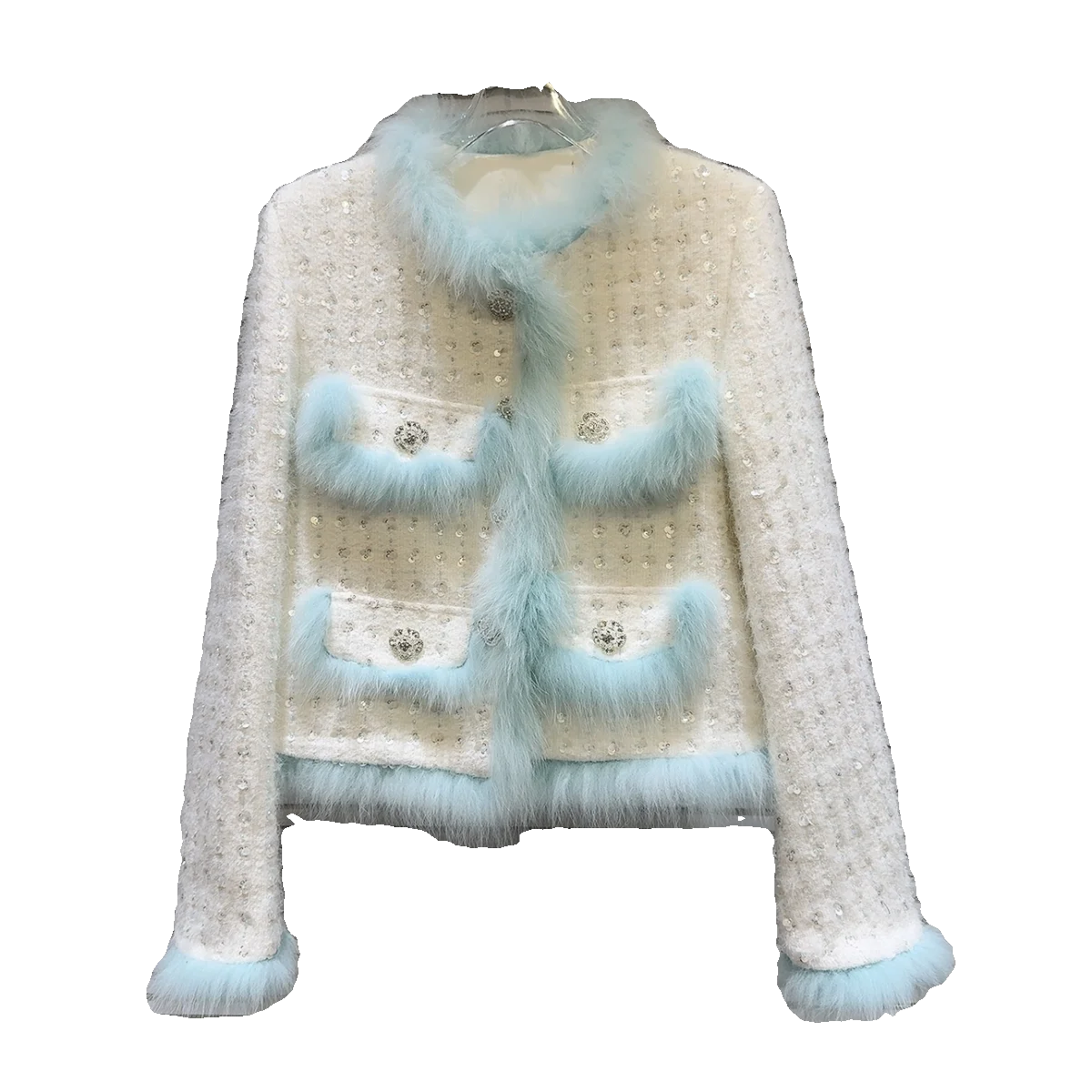 معطف نسائي طويل من القطن مُزين بفرو منخ مخملي من Faionable ort لشتاء 2023 معطف طويل بقصة مستقيمة