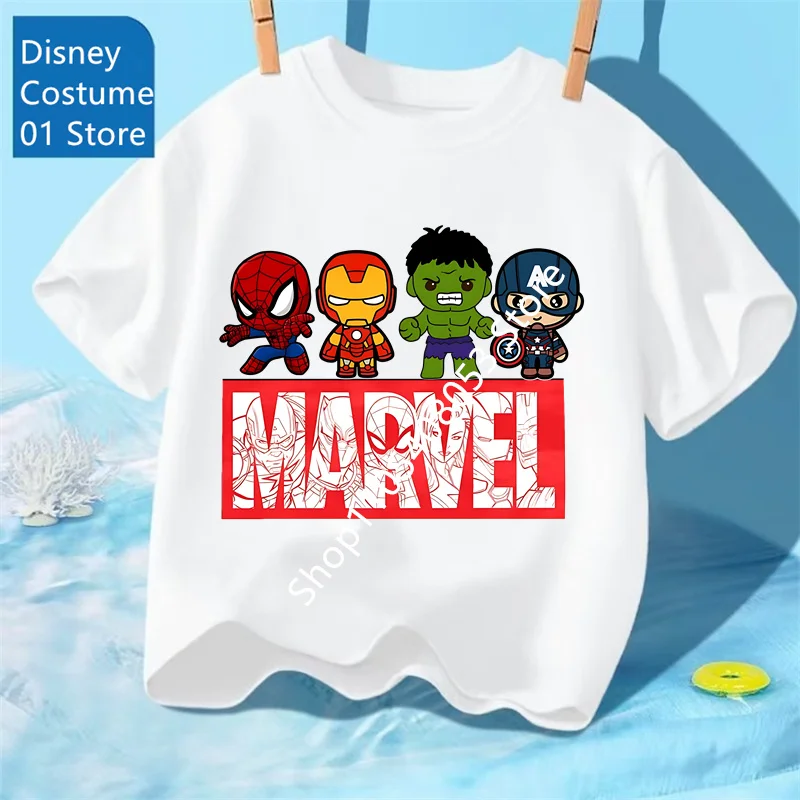 Spider 2026 New Style Children's Pure Short-Sleeved Boys' Sport Shirt Girls' Casual Top Summer T-Shirt Cartoon Print
