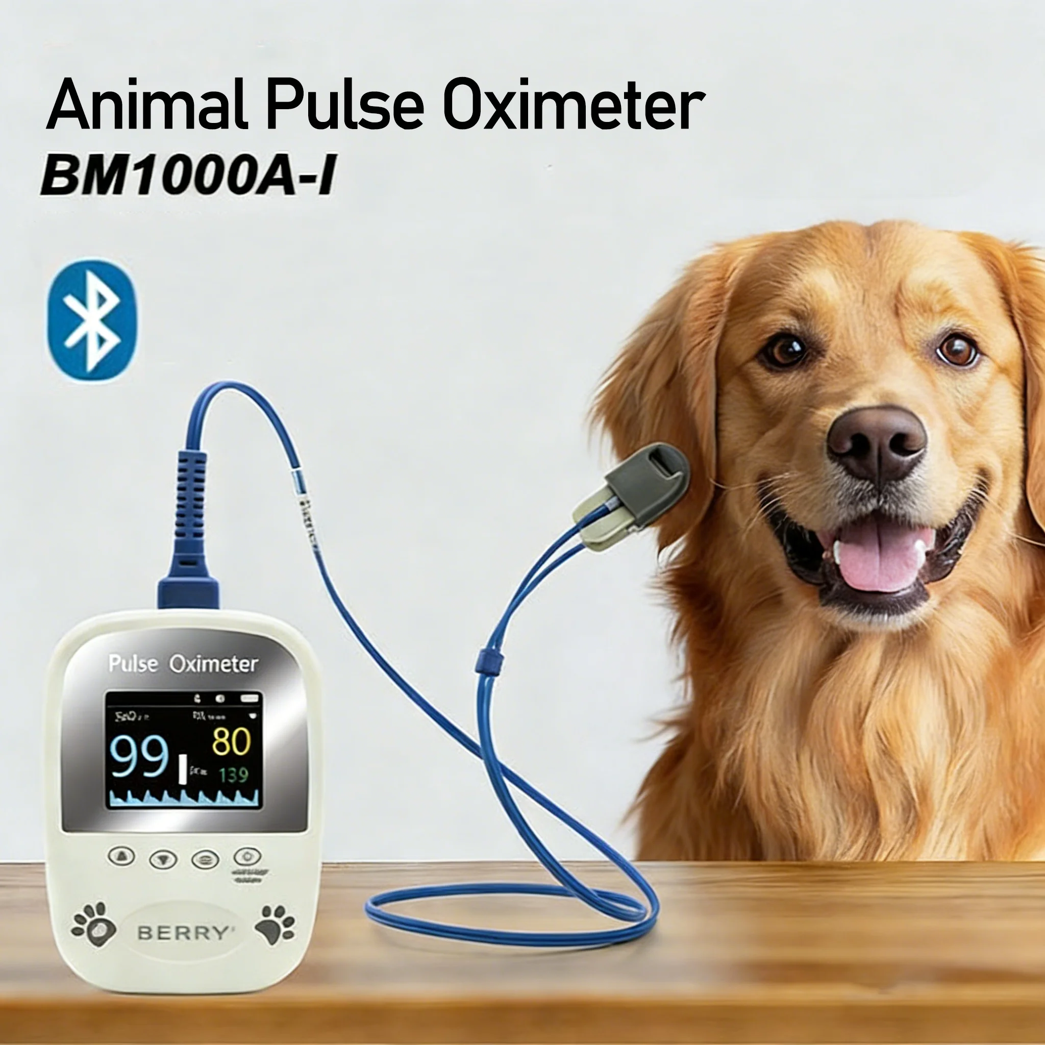 High-precision 6-in-1 Multifunctional Veterinary Pulse Oximeter, a Portable APP-Connected Pet Monitor for Veterinary Use Only