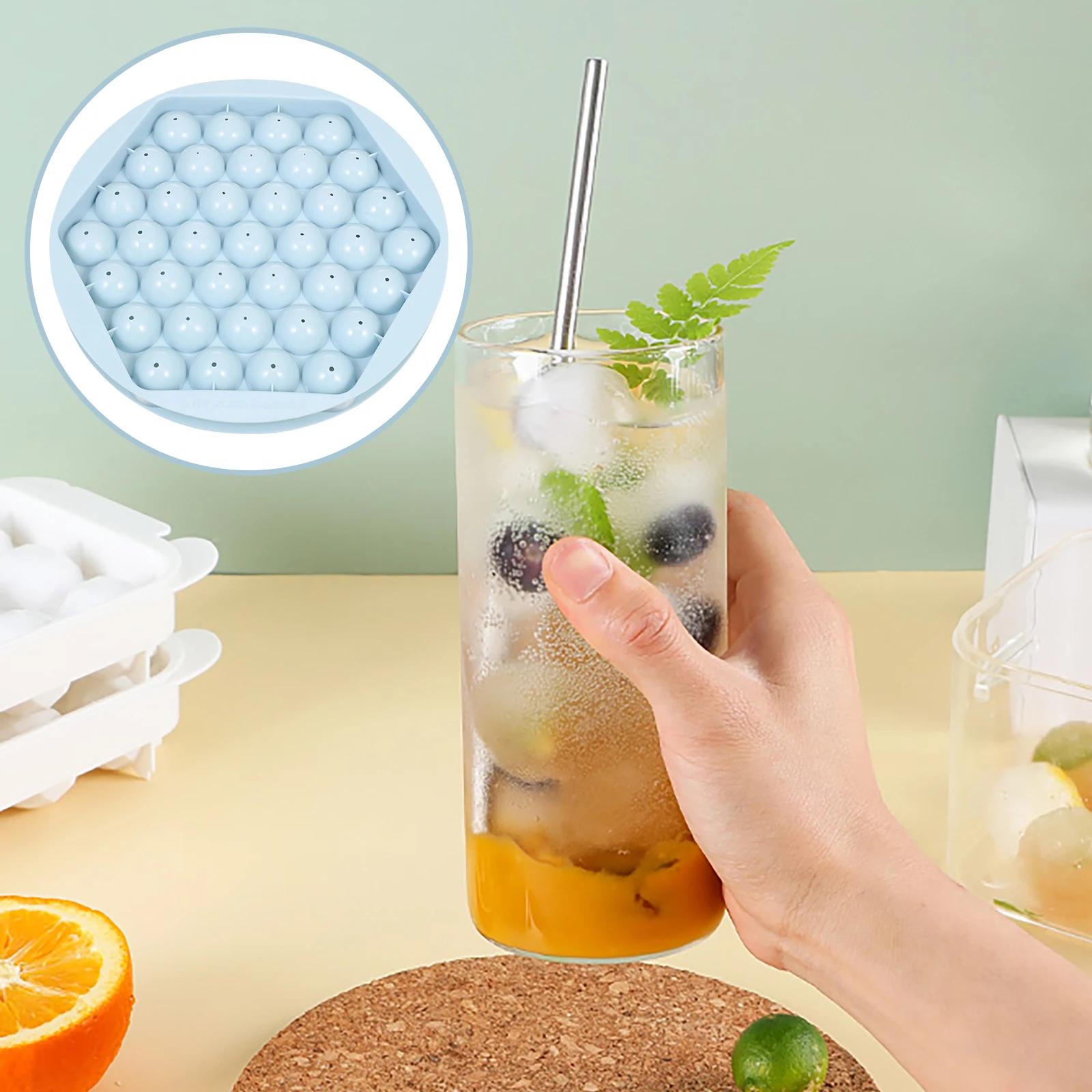 

Plastic Ball Mold Fridge Ice Cube Making Tool Reusable Bpa-Free Easy Demold Lid Summer Beverage Kitchen Bar Home Freezer