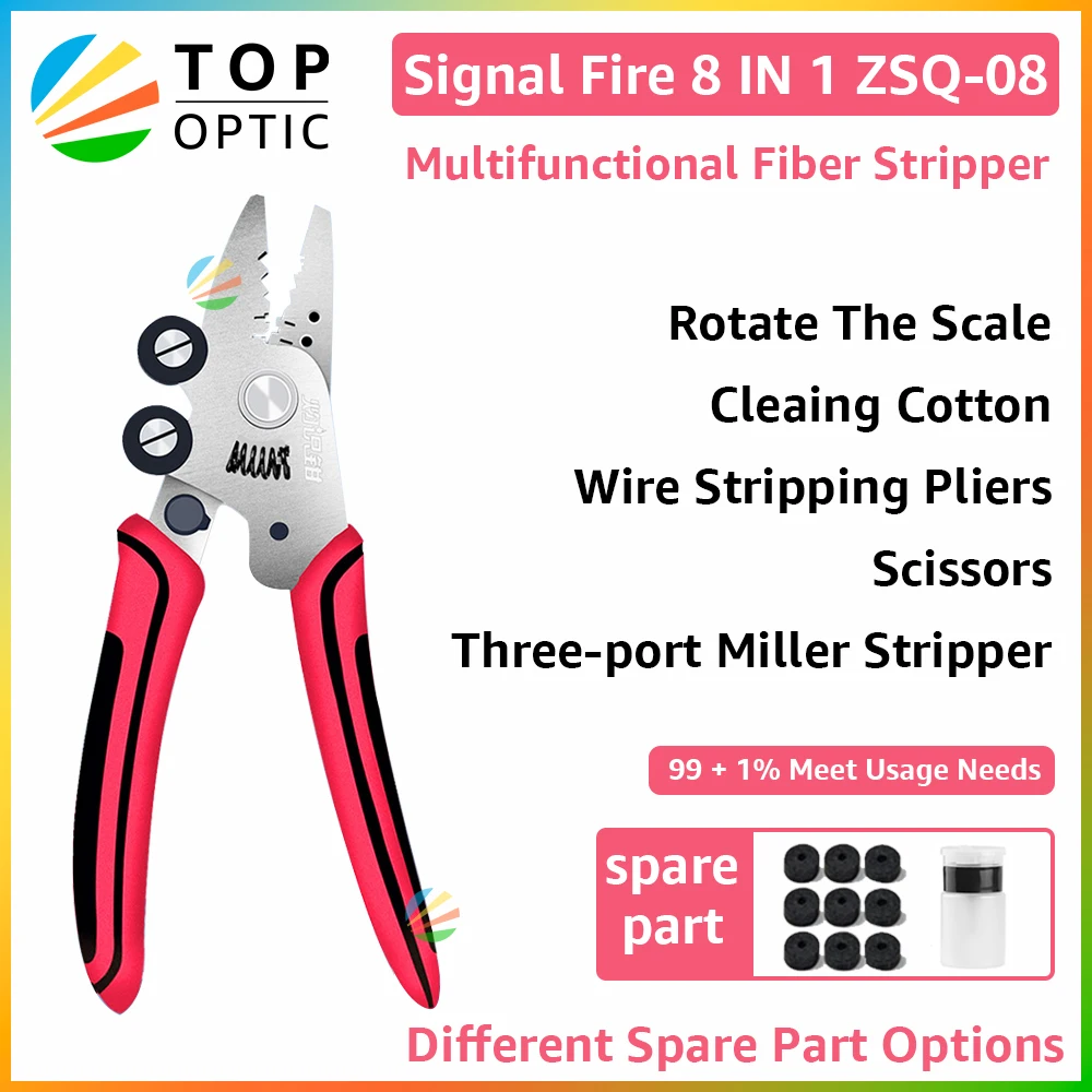 Free Shipping Signal Fire New 8 In 1 Optical Fiber Stripper Optic Miller Scissors Wire Pliers Zsq-08