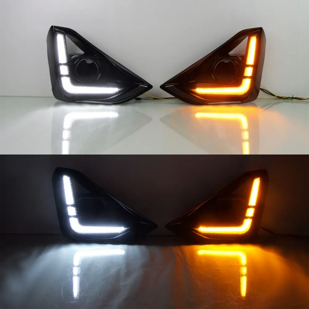 حافظة أضواء النهار LED من يوليو كينج لـ Isuzu D-MAX 2024 2025، 6000K أبيض DRL + إشارات الانعطاف الصفراء، ابدأ المسح الضوئي