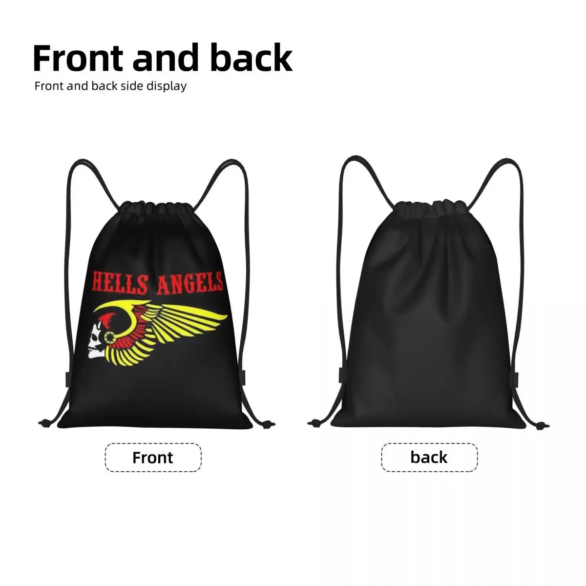 Hells Angels   Logo Drawstring Backpack Women Men Gym Sport Sackpack Foldable Motorcycle Training Bag Sack