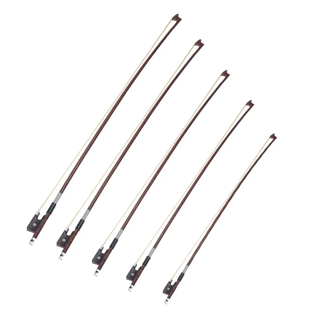 Handmade Wooden Violin Bow White Horsehair Fiddle Accessory Multiple Sizes for Beginner and Advanced Players