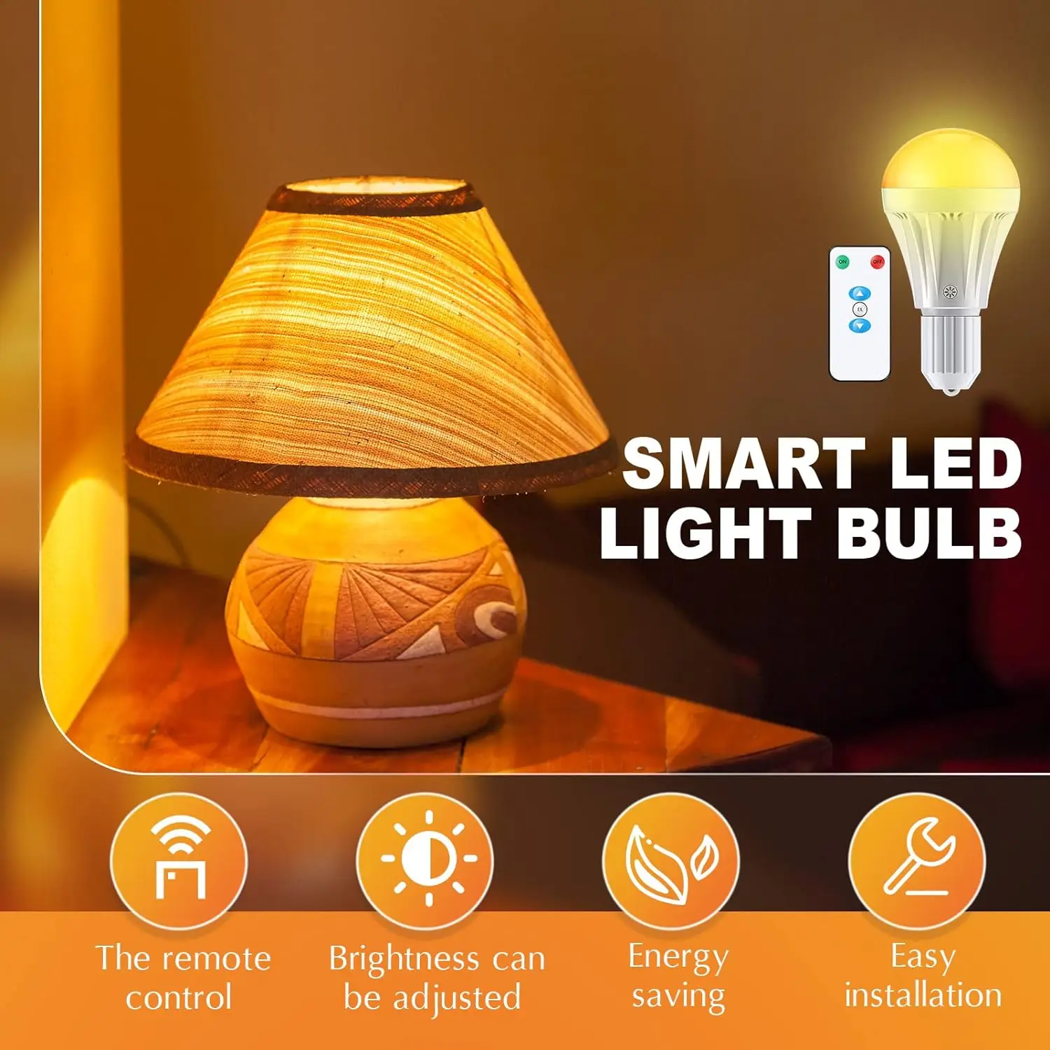 Rechargeable Light Bulbs, LED Magic Bulb with Remote Controller Warm White Emergency Lamp Without Warm