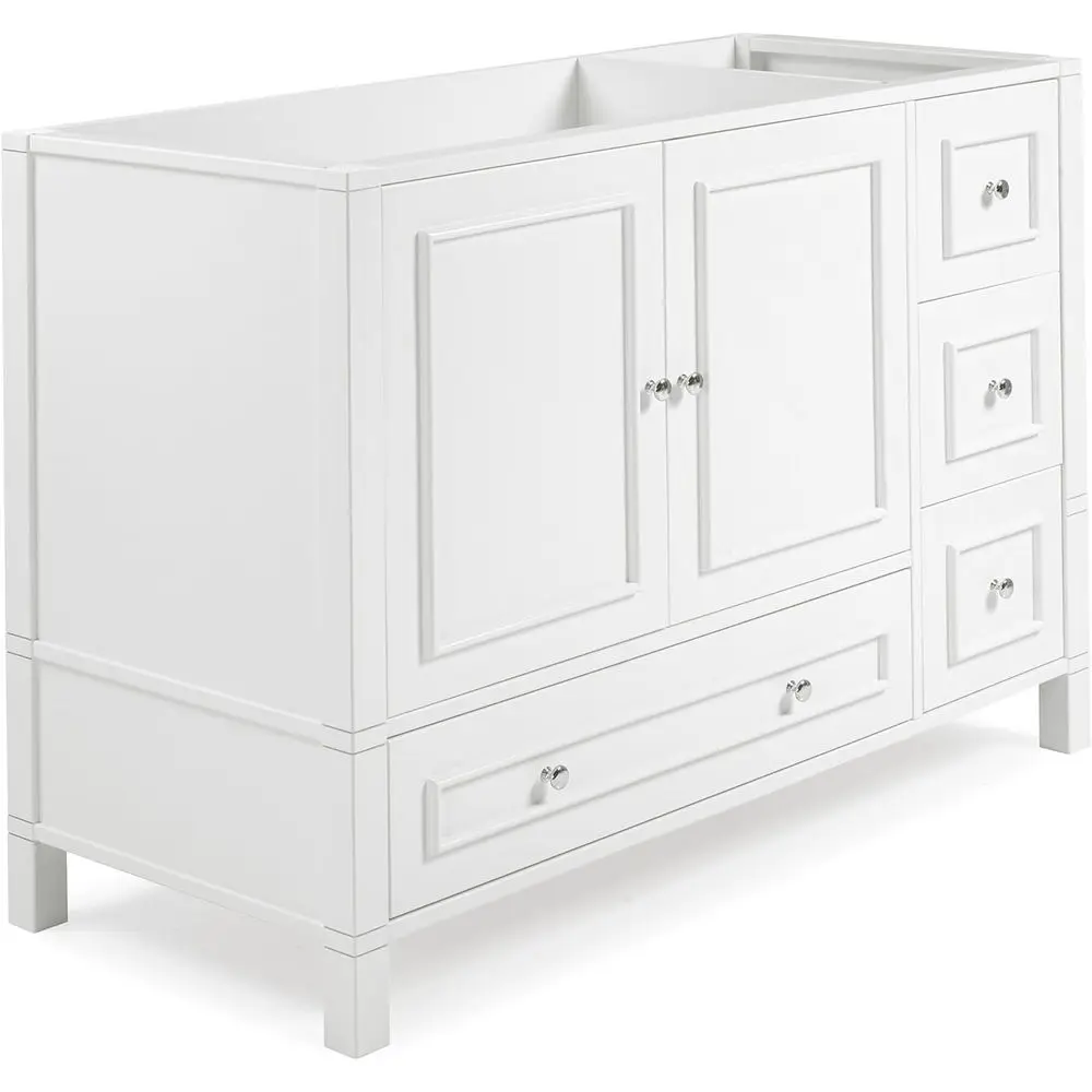 Williamsburg 48 Inch Bathroom Vanity, Freestanding Cabinet Without Sink, Large Wood Vanity with Soft-Close Doors (White)