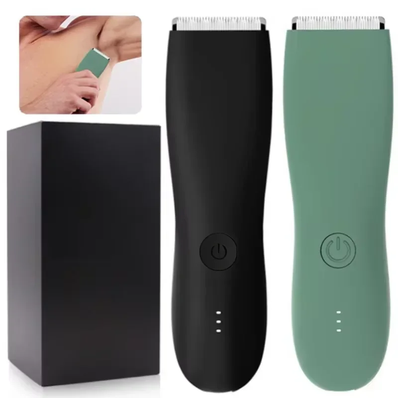 Body Hair Trimmer Shaver for Men Ball Trimmer for Groin Pubic Replaceable Ceramic Blade Groomer Electric Razor Waterproof Clippe