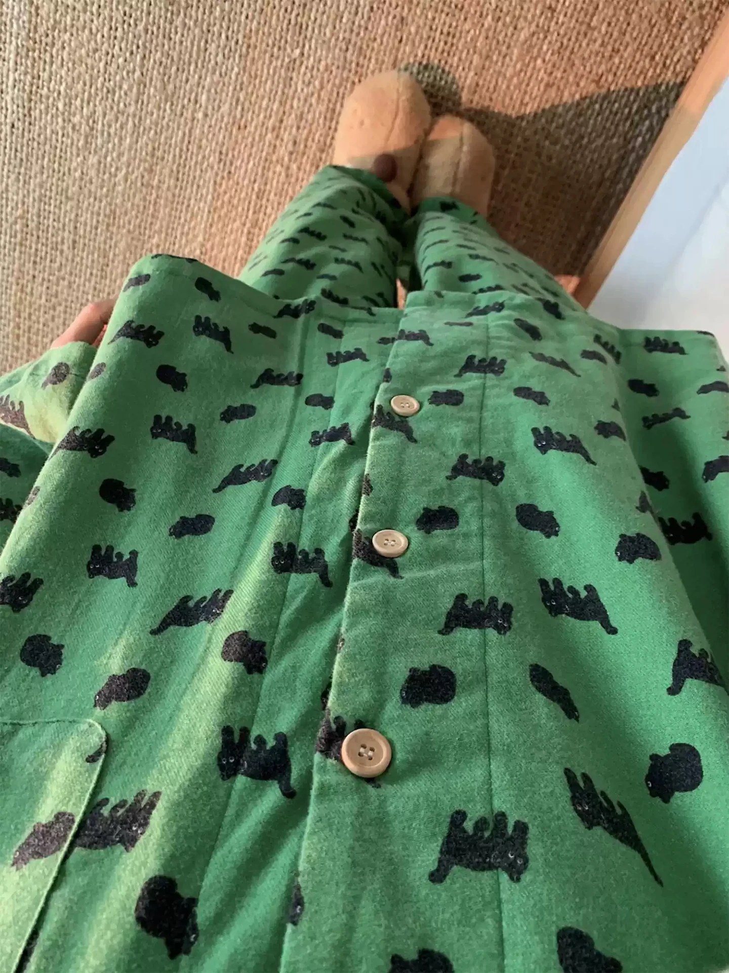 Loose Fit Green Black  Print Sleepwear Set Women's Long Sleeve Long Pants Home Clothes Comfortable Soft Material Autumn Wi...