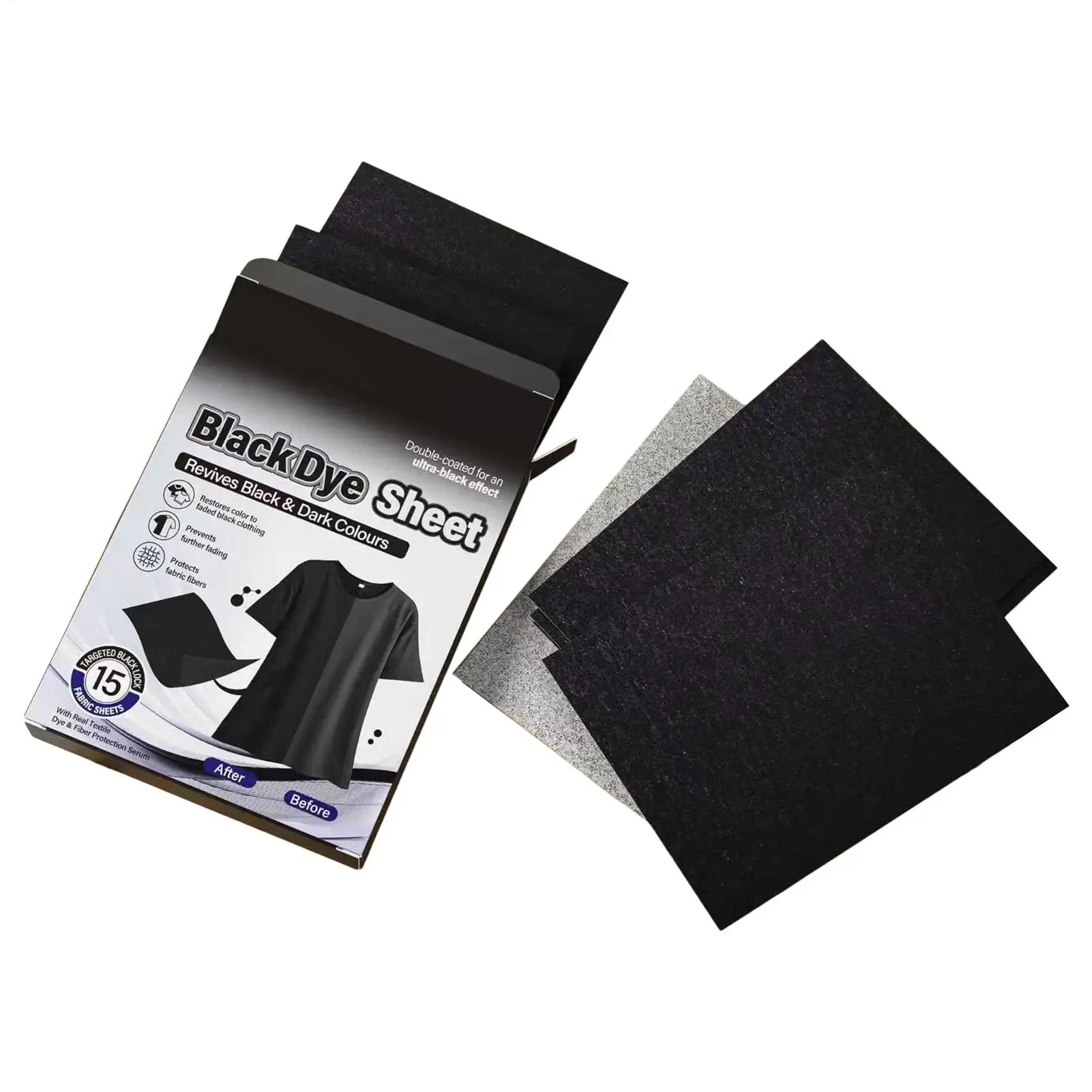 Black Fabric Dye for Clothes 15 Pieces Clothing Color Booster Black Color Restorer Sheet for Fabric Care Garment Restoration