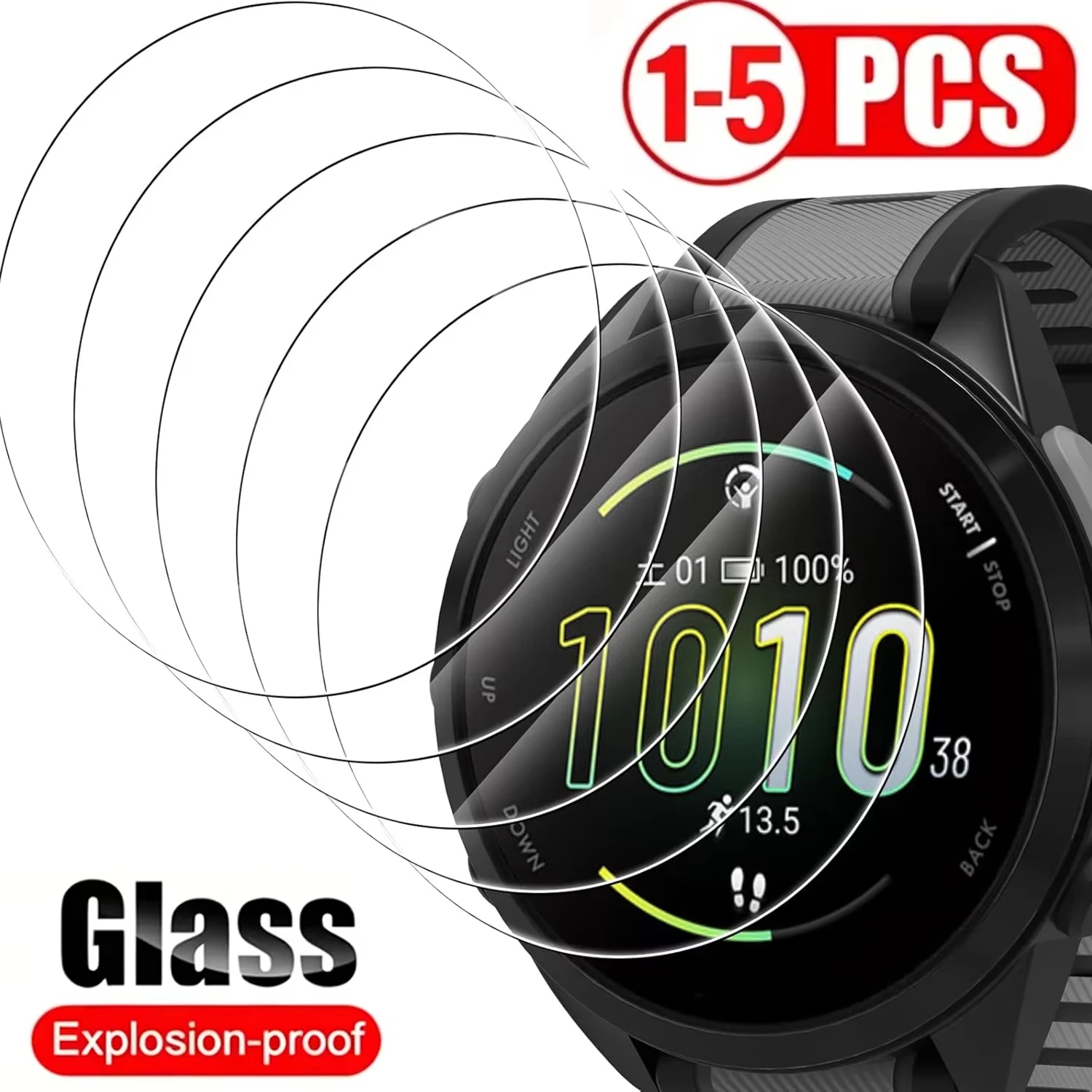 1-5Pcs 9H Tempered Glass For Garmin Forerunner 55/235/245/245M/255/255S/645/935/945/955 Watch Screen Protector Anti-Scratch Film