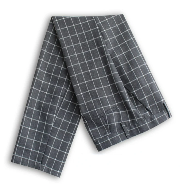 Men's Plaid Dress Pants, Slim Fit, Front Suit Pant, Chino Pants, Business Trousers, Work, School Uniform, Checkered Pant