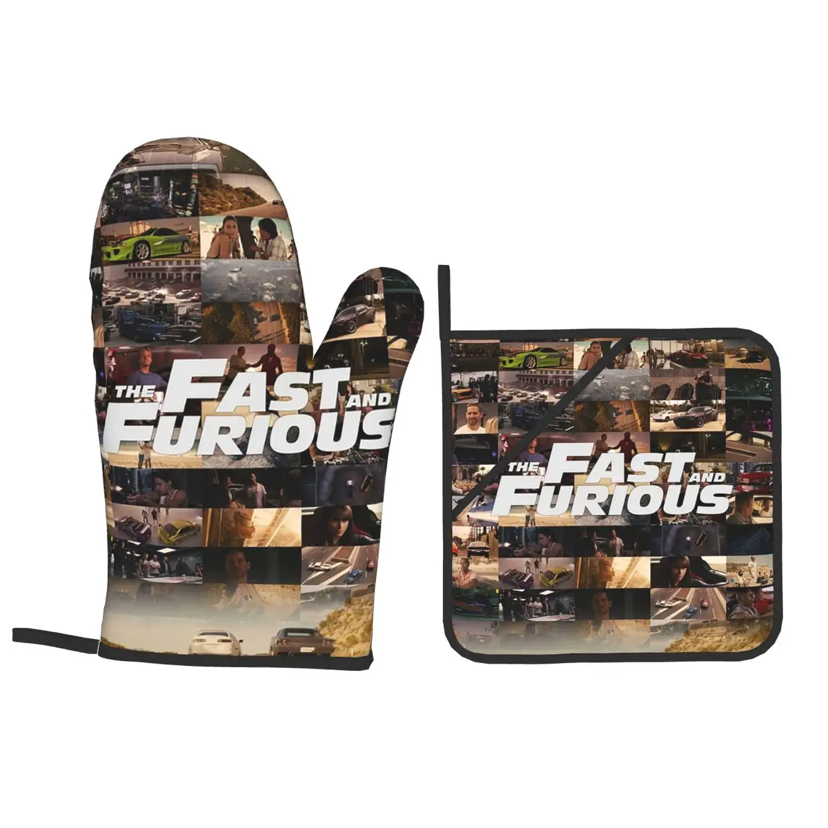 Fast And Furious Legends Tribute Oven Mitts and Pot Holder Sets of 4 for Baking Kitchen Cooking BBQ Resistant Non-Slip Gloves