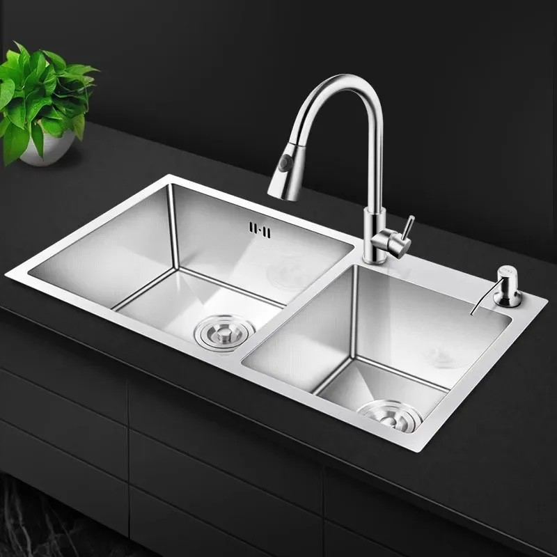 for 304 Stainless Steel Kitchen Sink Double Bowl Vegetable Basin