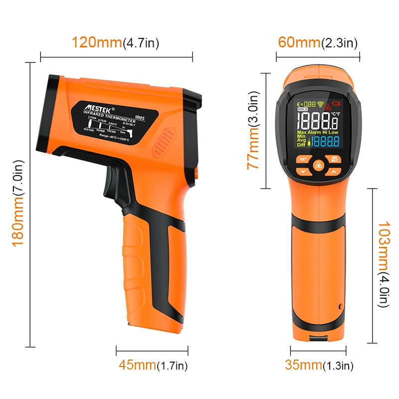 

Non Contact Industry Infrared Thermometer -50-1200C Pyrometer IR05 Digital Industrial Thermometer Non Contact Thermometer