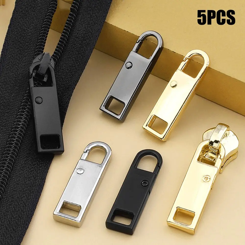 5pcs Detachable Metal Zipper Head Zipper Pull Instant Zipper Repair Kit Replacement For Broken Buckle Travel Bag