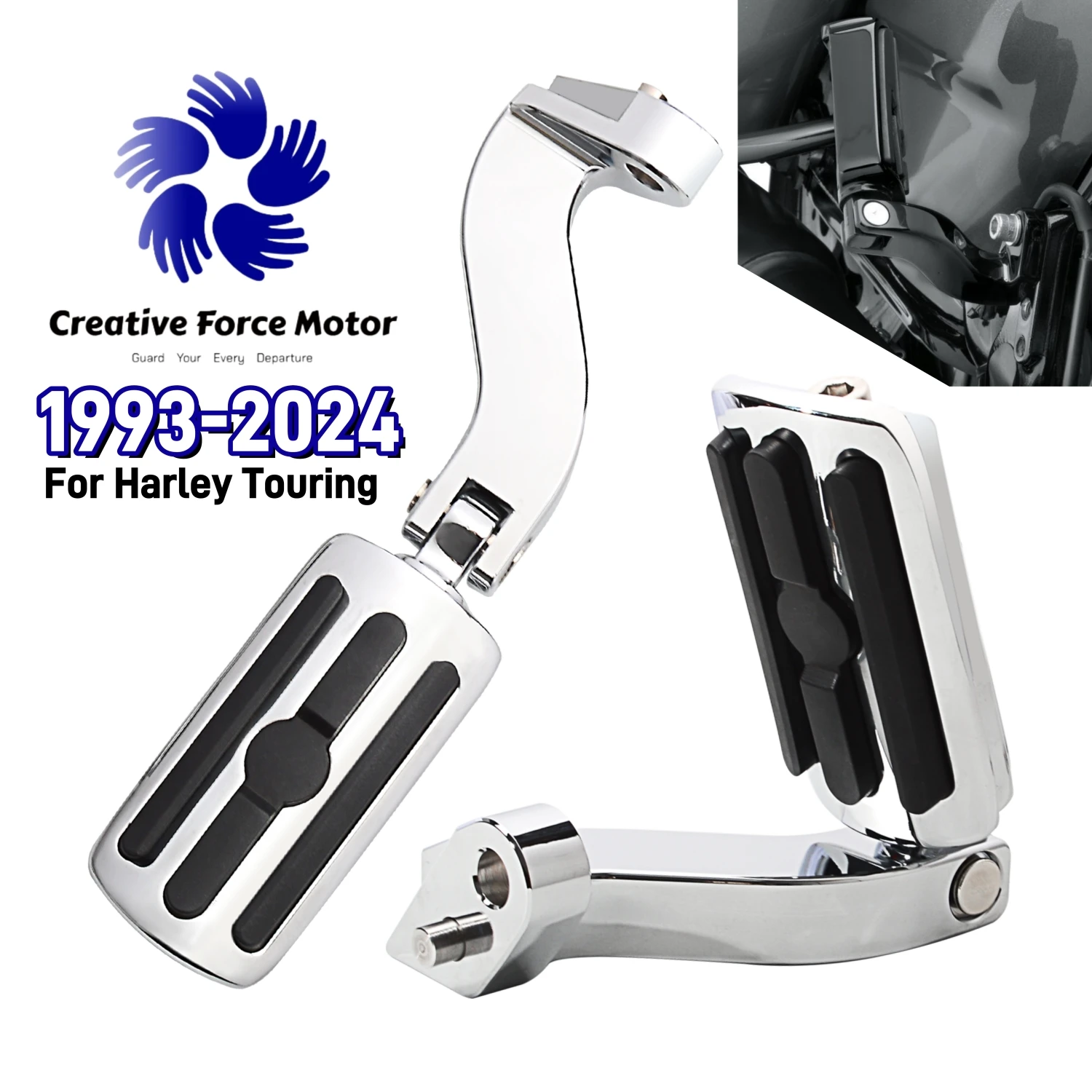 

1993-2024 Passenger Rear Foot Pegs Mount Kit Footrest For Harley Touring Davidson Road King CVO Street Glide Electra Glide FLHT