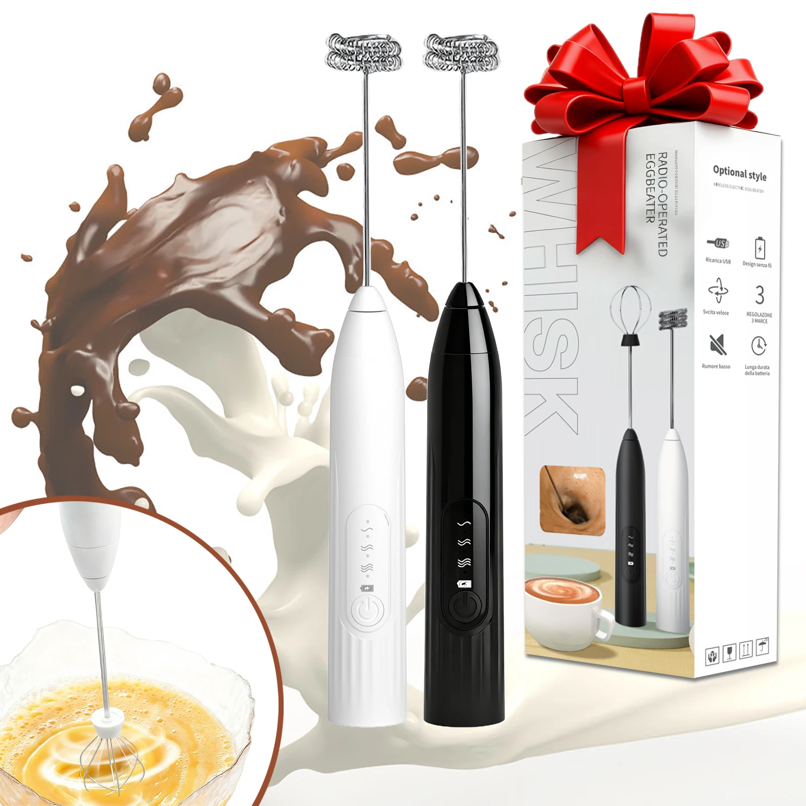 충전식 음료 믹서 우유 거품기 2/3개의 거품기 포함 커피용으로도 사용 가능 계란 거품기 음료 믹서