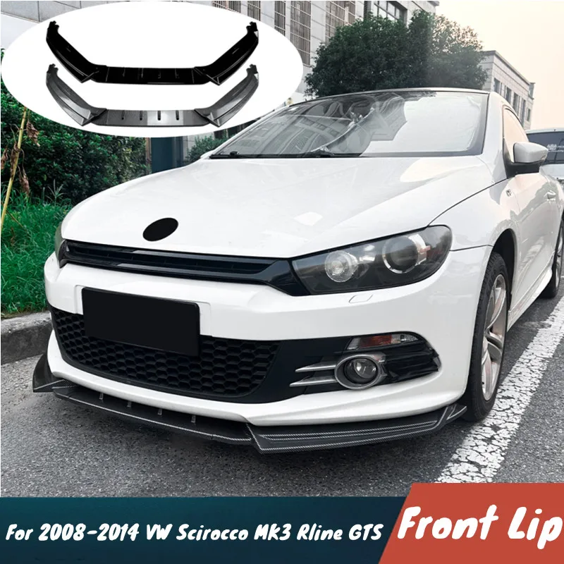 For VW Scirocco MK3 Rline GTS 2008-2014 Car Front Bumper Lip Spoiler Splitter Protective Cover Body Kit Tuning Accessories
