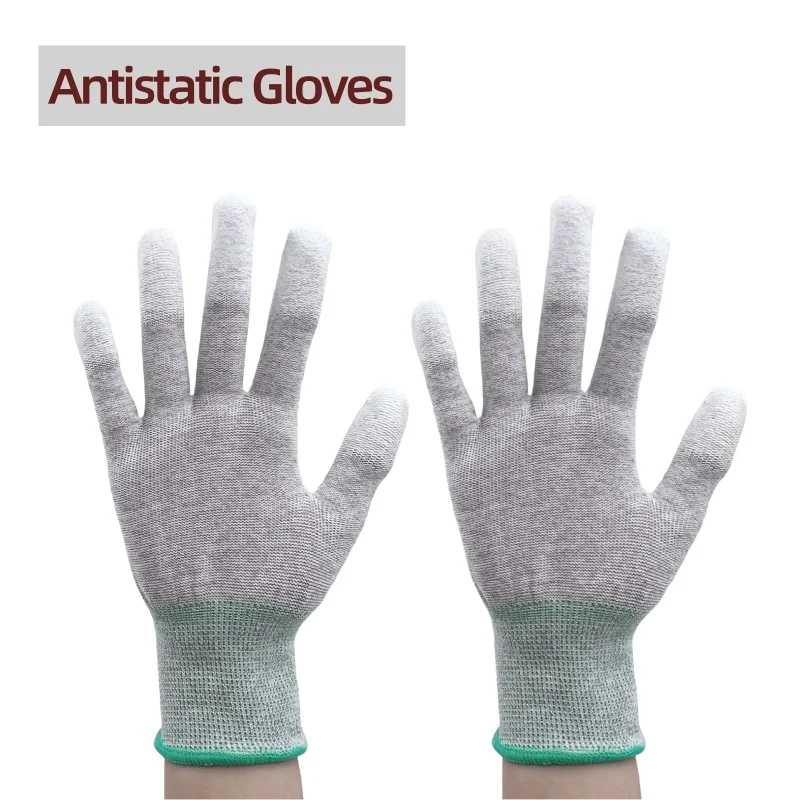 Guantes de trabajo protectores antiestáticos con forro de punto de nailon, guantes de PU sumergidos en la palma, transpirables y con sensación de