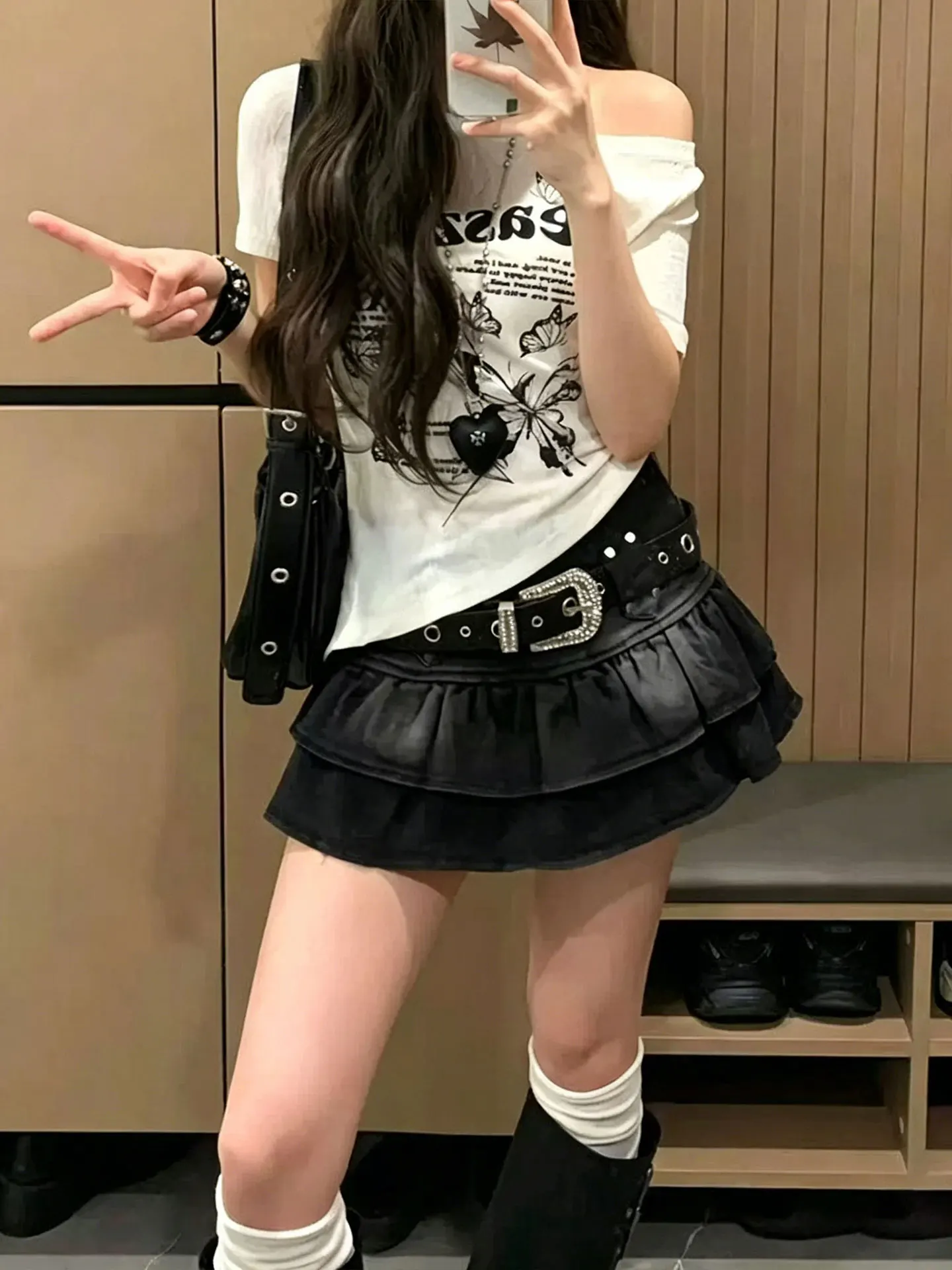 High Waist A-Line  Skirt for plus Size Women Black Denim Pleated Cake Skirt Summer Slimming Y2K Trend Girls Fashion