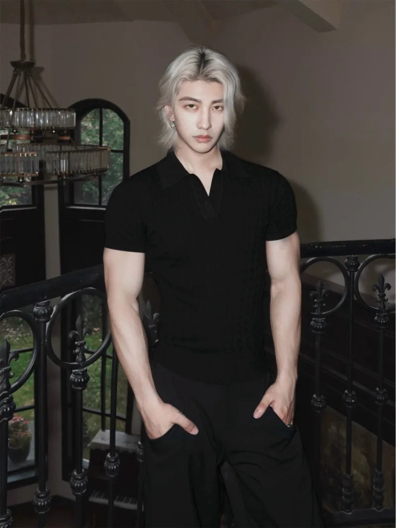 

Высококачественная мужская рубашка с короткими рукавами, летняя, приталенного кроя