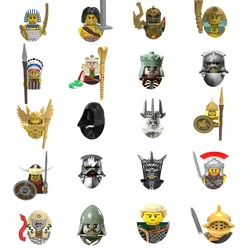 Soldado de guerra militar medieval Boneca, Bloco de construção, Soldado espartano, Cruzado Arma Cavaleiro Romano, Espada Capacete, Brinquedo infantil Presentes