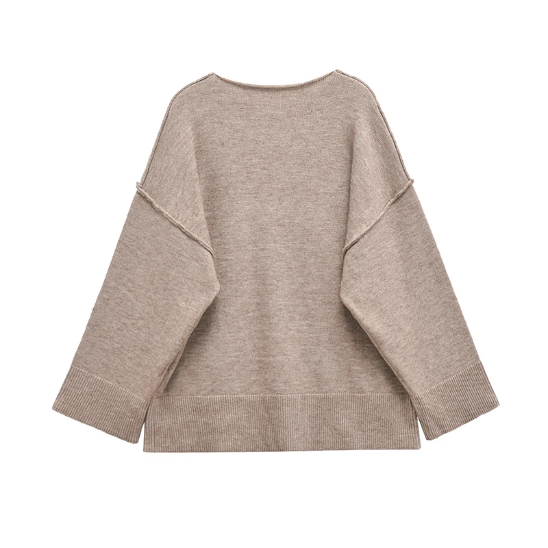 YENKYE Autum Winter Women Plain Knit Pocket Sweater Long Sleeve O Neck Casual Oversize Pullover