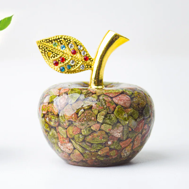 HYS plus natural crystal apple ornament fruit, desktop, office home statue decoration
