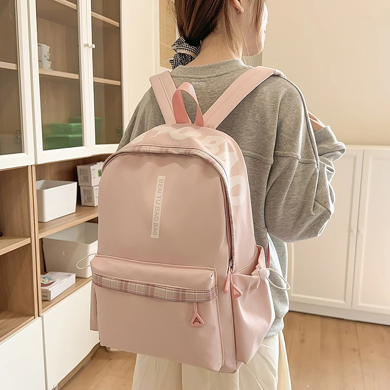 Large-capacity Student School Bag Casual Solid Color Backpack Material Oxford Men New Backpack Multi-functional Simple Bag
