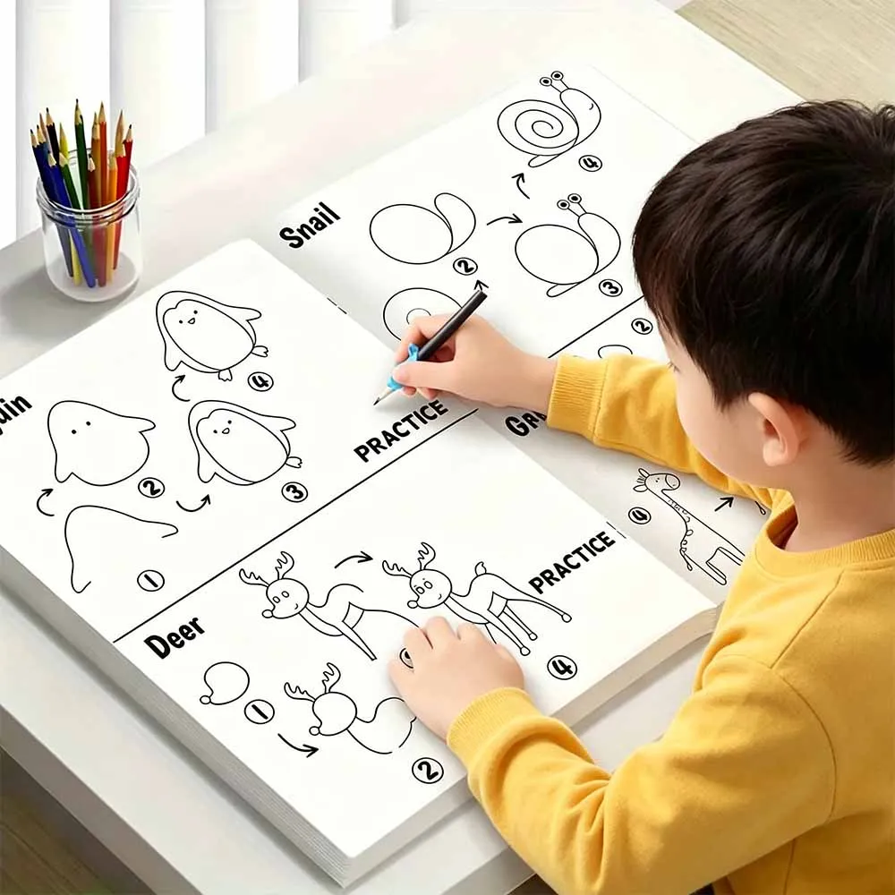 Step-by-Step Drawing Book for Kids - How to Draw Cute Animals with Practice Pages, Clear Lines, Creative Art Gift for Children
