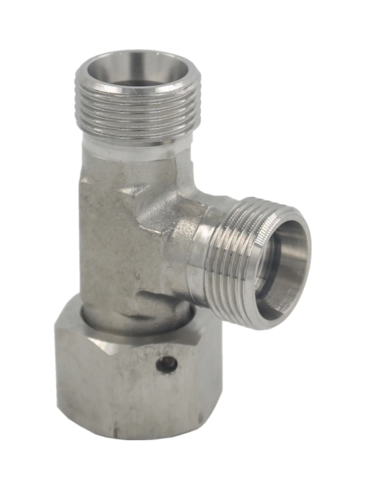 EL12LOMD71 Stainless Steel Tee Side with Live Nut 24 Degree Cone Hydraulic Overpass Joint