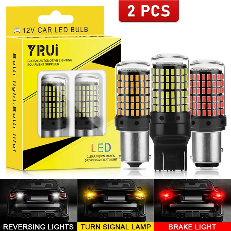 Yisui 2 peças 12-48v novas lâmpadas led 144smd lâmpada reversa luz de sinalização ba15s p21w bau15s py21w 7440 w21w p21/5w 1157 bay15d