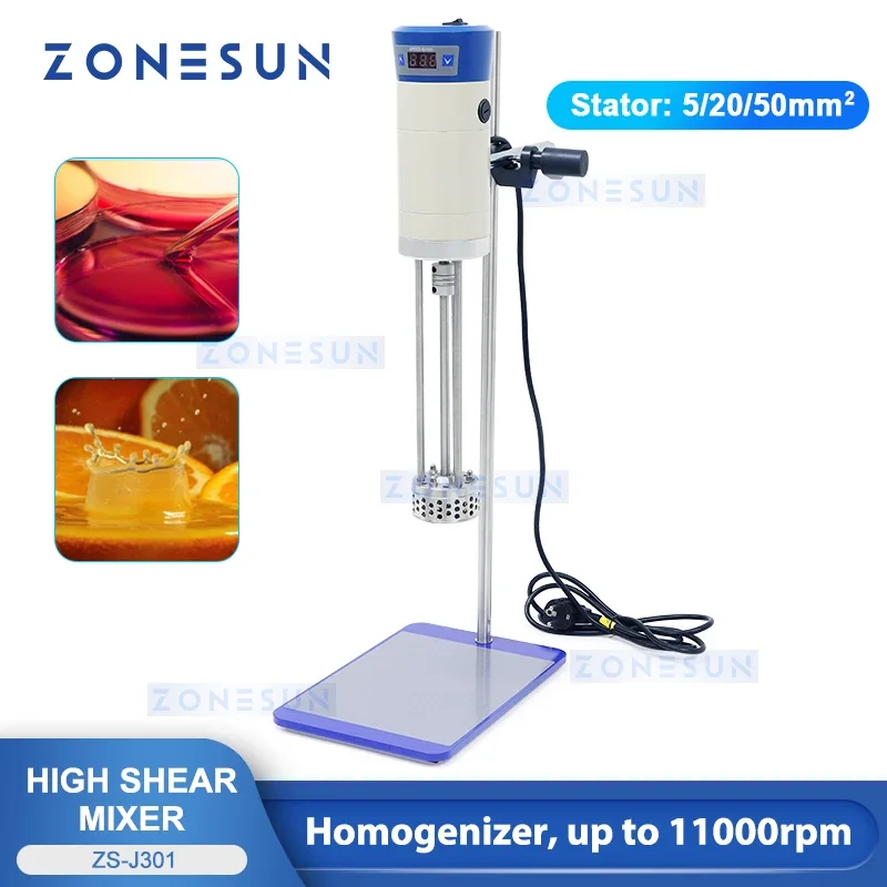 ZONESUN ZS-J300 Emulsifying Mixer Cosmetics Immiscible Liquid Colloids Emulsion Vinaigrettes Homogenized Milk Cutting Fluid