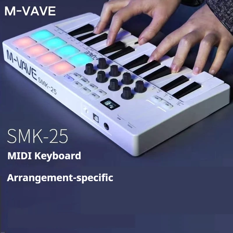 M-VAVE 25-Key MIDI Control Keyboard SMK-25 Bluetooth Wireless Keyboard MIDI Portable Keyboard MIDI Controller Rechargeable Music