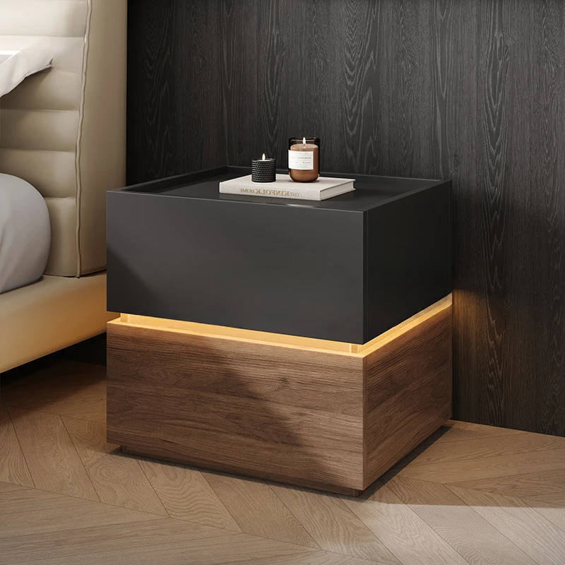 Bedside table, small storage bedroom building block combination bedside table with lamp
