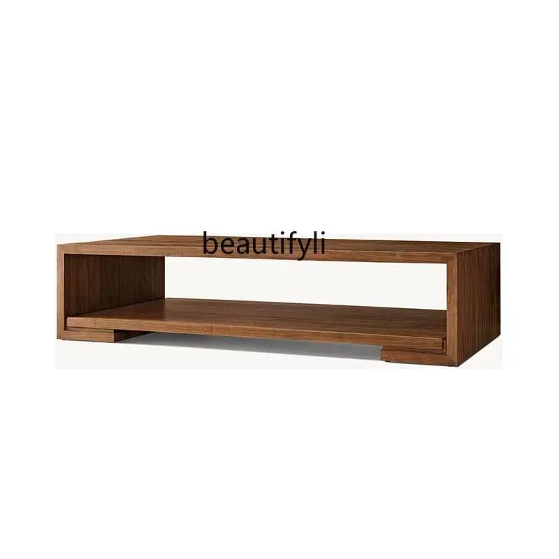 

American country solid wood rectangular coffee table designer coffee table light luxury living room tea table