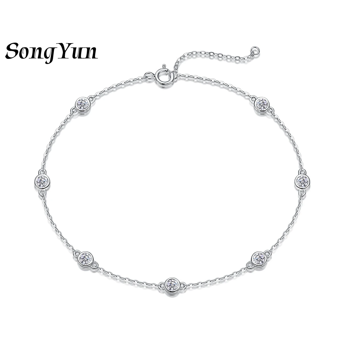 

SONGYUN Brand Jewelry 925 Sterling Silver Bracelet Moissanite Diamond Tennis Eternity for Ladies Rhodium Plated SYT Patent Bangl