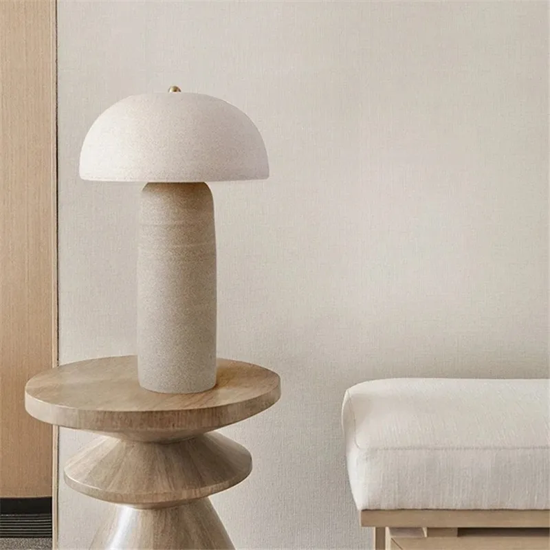 Ceramicah Tera Lamp Retro white mushroom table lamp for Living Room office Bedside Designer lamp adjustable wabi sabi desk lamp