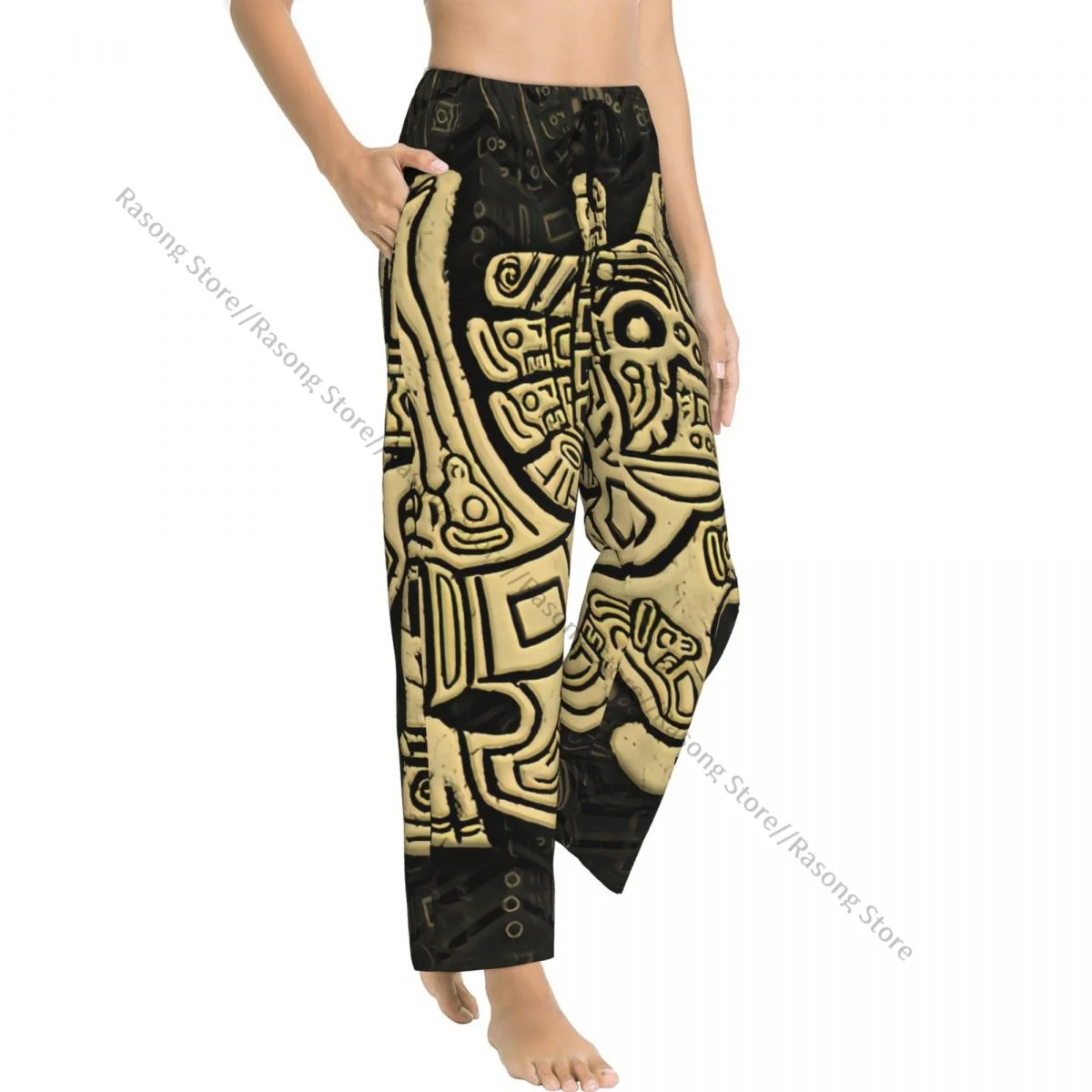 Warm Women Pajama Pants Aztec Eagle Warrior Grunge Sleep Bottoms Soft Loungewear