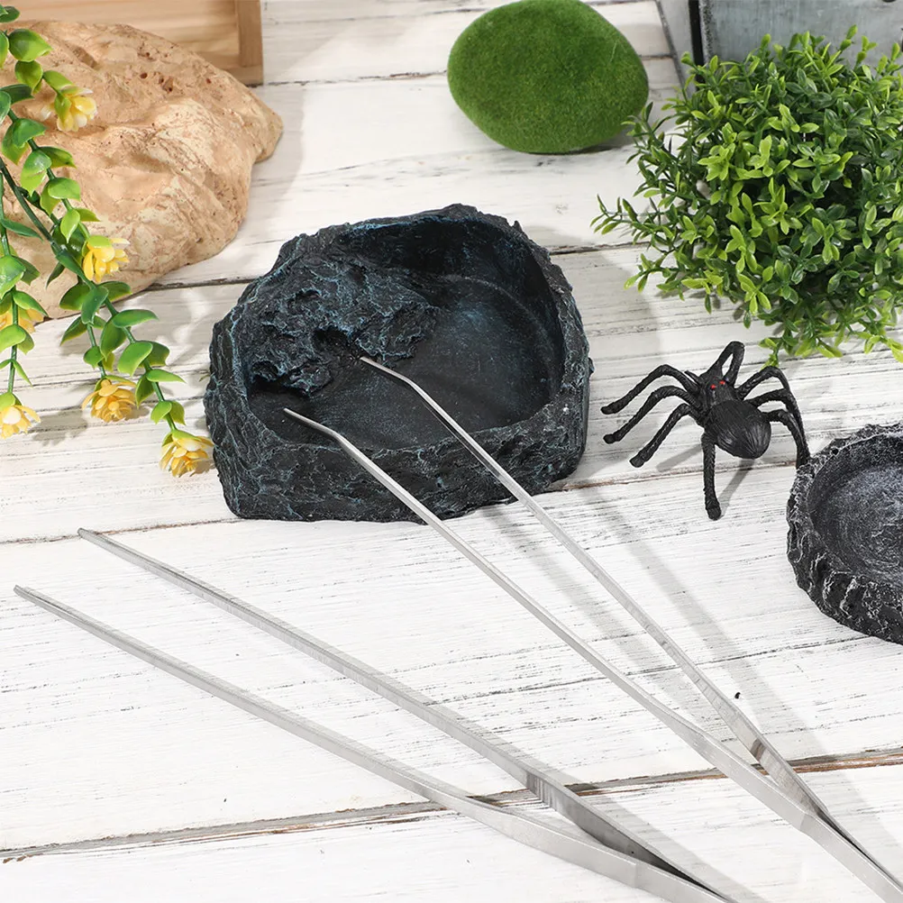 

1 set Bearded Dragon Food Bowl Large Reptile Feeding Dish With Tweezer Tortoise Water Bowl For Snake Turtle Frog Hermit Crab