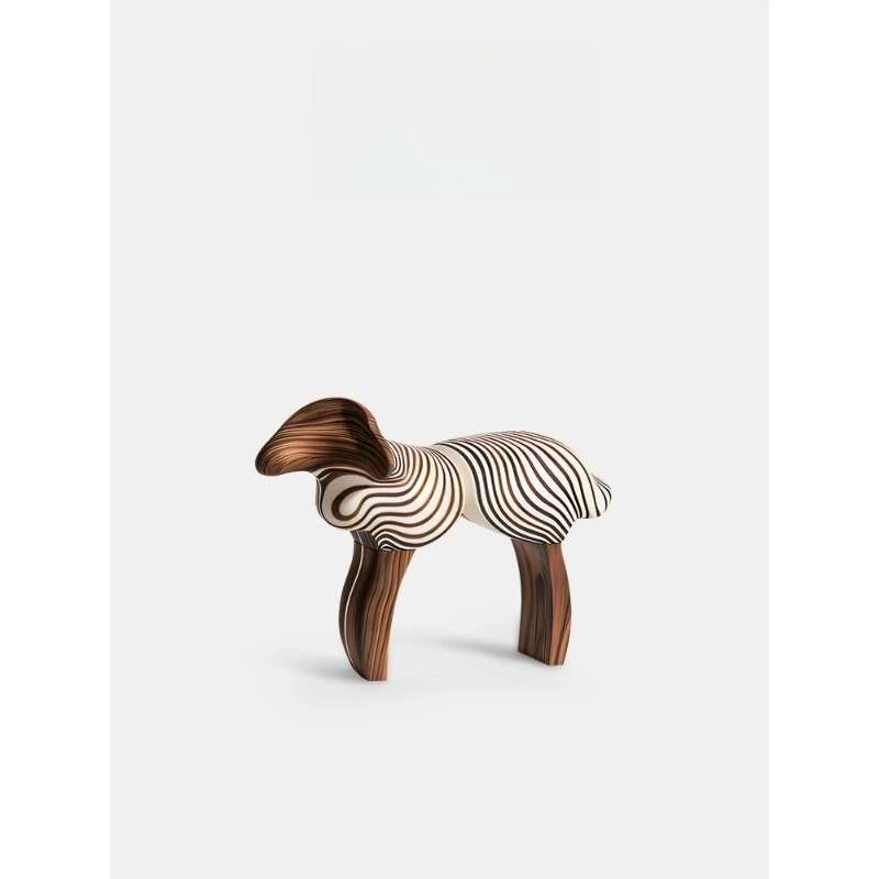 

Italian light luxury creative abstract lamb solid wood stool artistic design sense children's stool household animal stool low