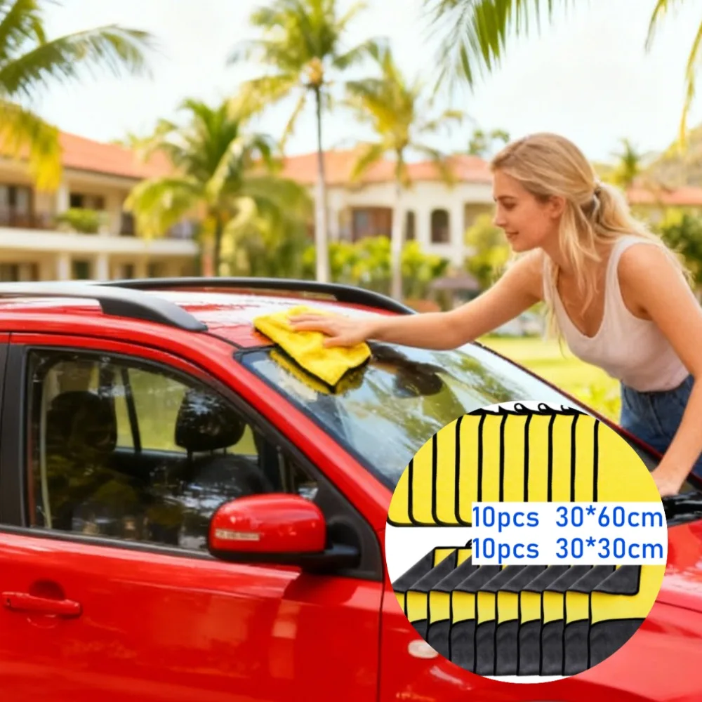 

20 шт. полотенца для чистки автомобиля 10 шт. 30x60 см 10 шт. 30x30 см мягкие красочные для персонализированных владельцев автомобилей