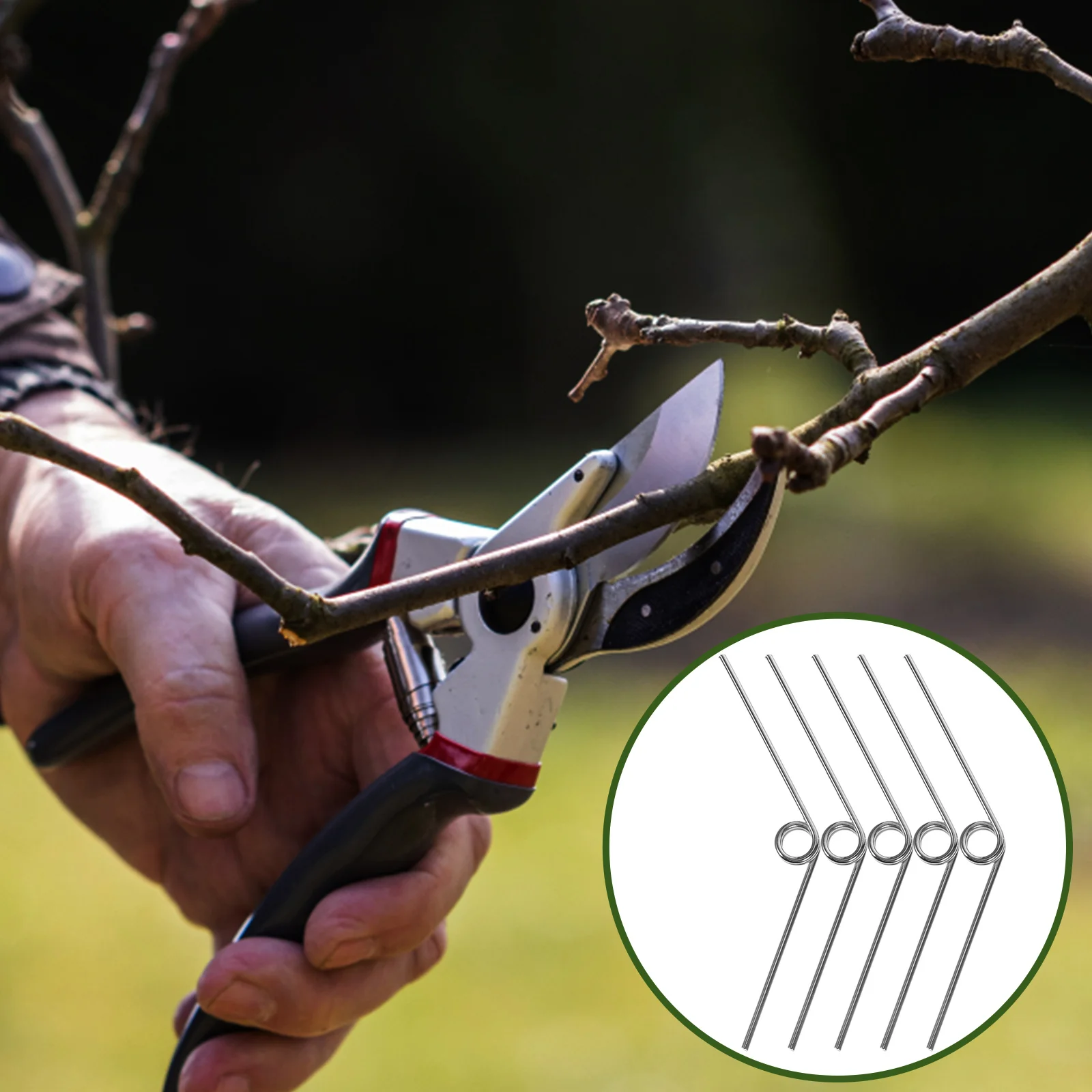 Tijeras para recoger frutas, resortes de jardín de primavera, máquina cortadora de plantas, podadora de acero inoxidable de repuesto, 5 uds.