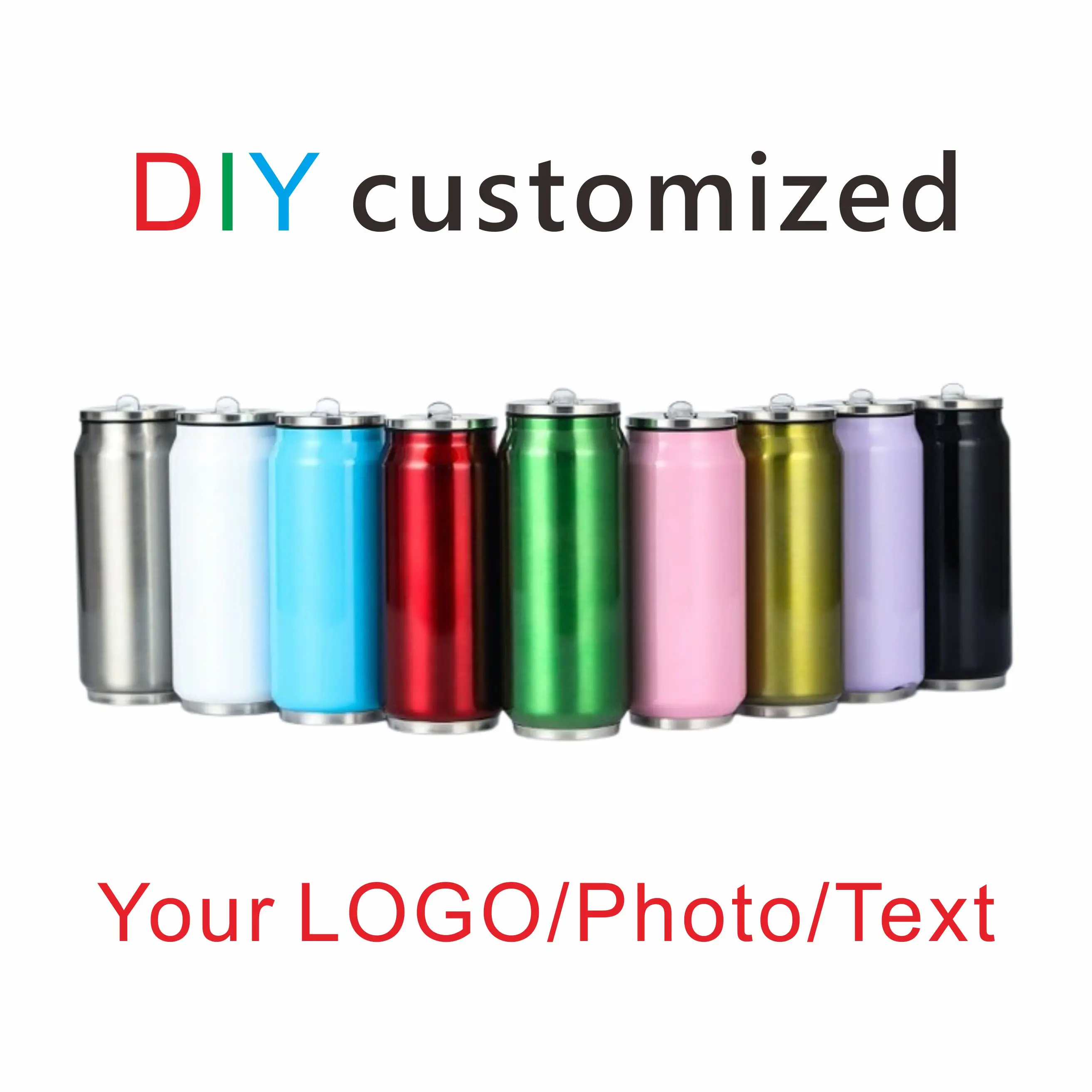 

Customized 450ML Cola Can Print Your Name Photo LOGO Insulated Thermos Stainless Steel Vacuum Bottle Keep Water Cold Cute Gift