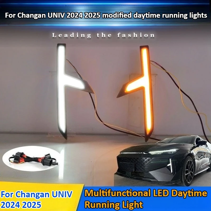 

For Changan UNIV 2024 2025 Daytime Running Light Modification LED Daytime Running Lights Flowing Turn Signal Decorative Lights
